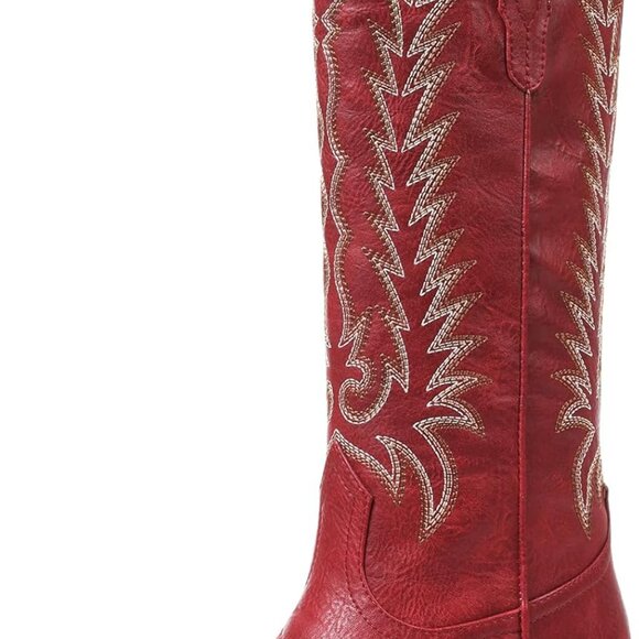 Women’s Cowboy Boots Embroidered Western Knee High Tall Chunky Heel Shoe - Picture 1 of 7